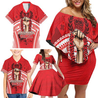 Custom Tonga Rugby Mate Ma'a Family Matching Off Shoulder Short Dress and Hawaiian Shirt Tongan Pride Unique Style LT05 - Polynesian Pride