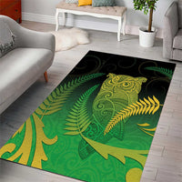 New Zealand Aotearoa Ruru Area Rug Maori Fern Art Green LT05 - Polynesian Pride