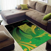 New Zealand Aotearoa Ruru Area Rug Maori Fern Art Green LT05 - Polynesian Pride