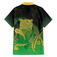 New Zealand Aotearoa Ruru Family Matching Long Sleeve Bodycon Dress and Hawaiian Shirt Maori Fern Art Green LT05 - Polynesian Pride