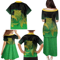 New Zealand Aotearoa Ruru Family Matching Puletasi and Hawaiian Shirt Maori Fern Art Green LT05 - Polynesian Pride