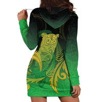 New Zealand Aotearoa Ruru Hoodie Dress Maori Fern Art Green LT05 - Polynesian Pride