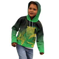 New Zealand Aotearoa Ruru Kid Hoodie Maori Fern Art Green LT05 - Polynesian Pride