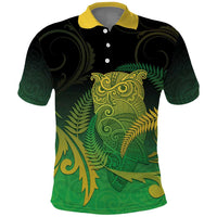 New Zealand Aotearoa Ruru Polo Shirt Maori Fern Art Green LT05 Green - Polynesian Pride