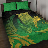 New Zealand Aotearoa Ruru Quilt Bed Set Maori Fern Art Green LT05 Green - Polynesian Pride