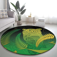 New Zealand Aotearoa Ruru Round Carpet Maori Fern Art Green LT05 - Polynesian Pride