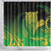 New Zealand Aotearoa Ruru Shower Curtain Maori Fern Art Green LT05 - Polynesian Pride