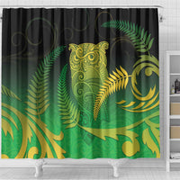 New Zealand Aotearoa Ruru Shower Curtain Maori Fern Art Green LT05 - Polynesian Pride