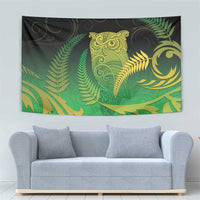 New Zealand Aotearoa Ruru Tapestry Maori Fern Art Green LT05 - Polynesian Pride
