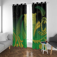 New Zealand Aotearoa Ruru Window Curtain Maori Fern Art Green LT05 With Grommets Green - Polynesian Pride