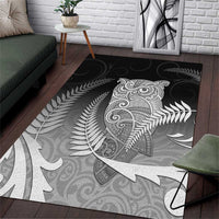New Zealand Aotearoa Ruru Area Rug Maori Fern Art Black LT05 Black - Polynesian Pride