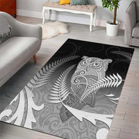 New Zealand Aotearoa Ruru Area Rug Maori Fern Art Black LT05 - Polynesian Pride