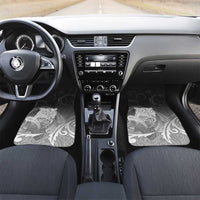 New Zealand Aotearoa Ruru Car Mats Maori Fern Art Black LT05 Set 2pcs - Front Black - Polynesian Pride