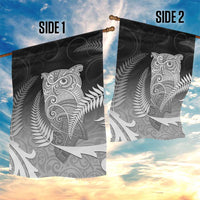 New Zealand Aotearoa Ruru Garden Flag Maori Fern Art Black LT05 - Polynesian Pride