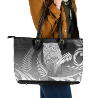 New Zealand Aotearoa Ruru Leather Tote Bag Maori Fern Art Black LT05 - Polynesian Pride