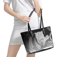 New Zealand Aotearoa Ruru Leather Tote Bag Maori Fern Art Black LT05 - Polynesian Pride