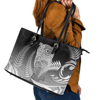 New Zealand Aotearoa Ruru Leather Tote Bag Maori Fern Art Black LT05 - Polynesian Pride