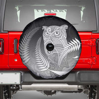 New Zealand Aotearoa Ruru Spare Tire Cover Maori Fern Art Black LT05 - Polynesian Pride