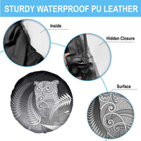 New Zealand Aotearoa Ruru Spare Tire Cover Maori Fern Art Black LT05 - Polynesian Pride
