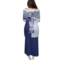 Personalised Northern Mariana Islands And Guam Family Matching Puletasi and Hawaiian Shirt Latte Stone With Tribal Pattern LT05 - Polynesian Pride