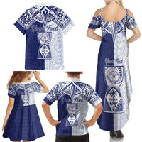 Personalised Northern Mariana Islands And Guam Family Matching Summer Maxi Dress and Hawaiian Shirt Latte Stone With Tribal Pattern LT05 - Polynesian Pride