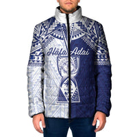 Personalised Northern Mariana Islands And Guam Padded Jacket Latte Stone With Tribal Pattern LT05 Men Blue - Polynesian Pride