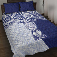 Northern Mariana Islands And Guam Quilt Bed Set Latte Stone With Tribal Pattern LT05 Blue - Polynesian Pride