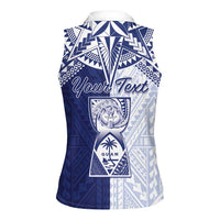 Personalised Northern Mariana Islands And Guam Women Sleeveless Polo Shirt Latte Stone With Tribal Pattern LT05 - Polynesian Pride
