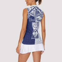 Personalised Northern Mariana Islands And Guam Women Sleeveless Polo Shirt Latte Stone With Tribal Pattern LT05 - Polynesian Pride
