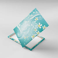 Polynesian Jellyfish Canvas Wall Art With Plumeria Teal