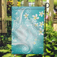 Polynesian Jellyfish Garden Flag With Plumeria Teal