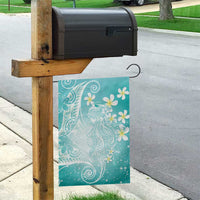 Polynesian Jellyfish Garden Flag With Plumeria Teal