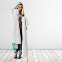 Polynesian Jellyfish Hooded Blanket With Plumeria Teal