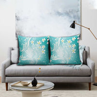 Polynesian Jellyfish Pillow Cover With Plumeria Teal
