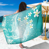 Polynesian Jellyfish Sarong With Plumeria Teal