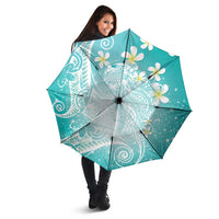 Polynesian Jellyfish Umbrella With Plumeria Teal