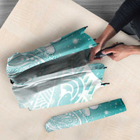 Polynesian Jellyfish Umbrella With Plumeria Teal