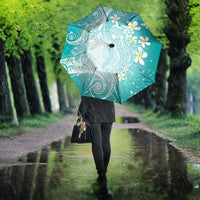 Polynesian Jellyfish Umbrella With Plumeria Teal