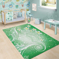 Polynesian Jellyfish Area Rug With Plumeria Green