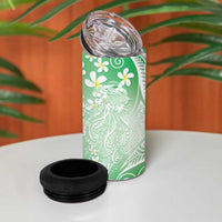 Polynesian Jellyfish 4 in 1 Can Cooler Tumbler With Plumeria Green
