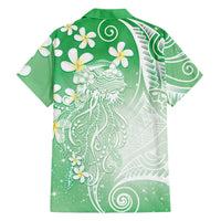 Polynesian Jellyfish Family Matching Off Shoulder Short Dress and Hawaiian Shirt With Plumeria Green LT05 - Polynesian Pride