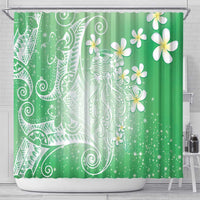 Polynesian Jellyfish Shower Curtain With Plumeria Green