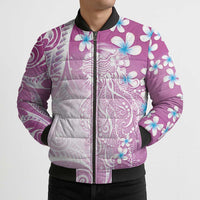 Polynesian Jellyfish Bomber Puffer Jacket With Plumeria Pink