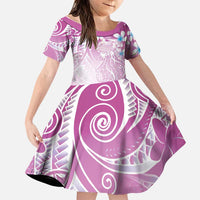 Polynesian Jellyfish Family Matching Mermaid Dress and Hawaiian Shirt With Plumeria Pink LT05 Daughter's Dress Pink - Polynesian Pride