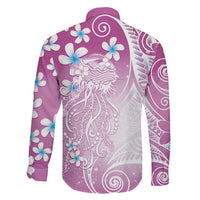 Polynesian Jellyfish Family Matching Mermaid Dress and Hawaiian Shirt With Plumeria Pink LT05 - Polynesian Pride