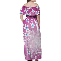 Polynesian Jellyfish Family Matching Off Shoulder Maxi Dress and Hawaiian Shirt With Plumeria Pink LT05 - Polynesian Pride