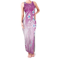 Polynesian Jellyfish Family Matching Tank Maxi Dress and Hawaiian Shirt With Plumeria Pink LT05 Mom's Dress Pink - Polynesian Pride