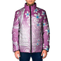 Polynesian Jellyfish Padded Jacket With Plumeria Pink