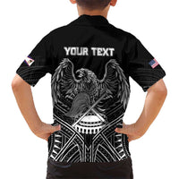 American Samoa Flag Day Kid Hawaiian Shirt Bald Eagle With Polynesian Pattern