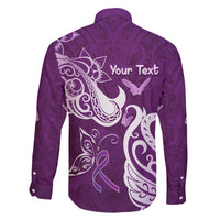 Personalised Fibromyalgia Awareness Family Matching Puletasi and Hawaiian Shirt Polynesian Purple Ribbon LT05 - Polynesian Pride